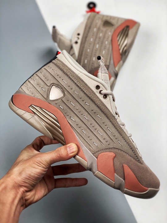 Clot x air jordan 14 low sepia stone/terra blush-desert sand