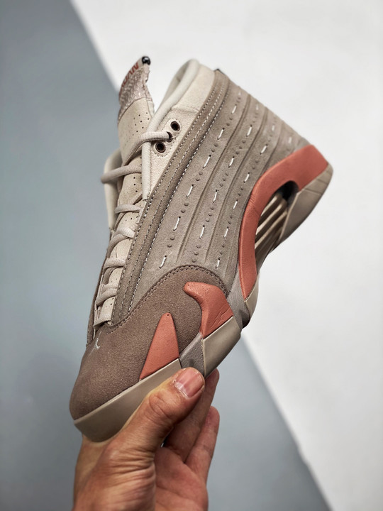 Clot x air jordan 14 low sepia stone/terra blush-desert sand
