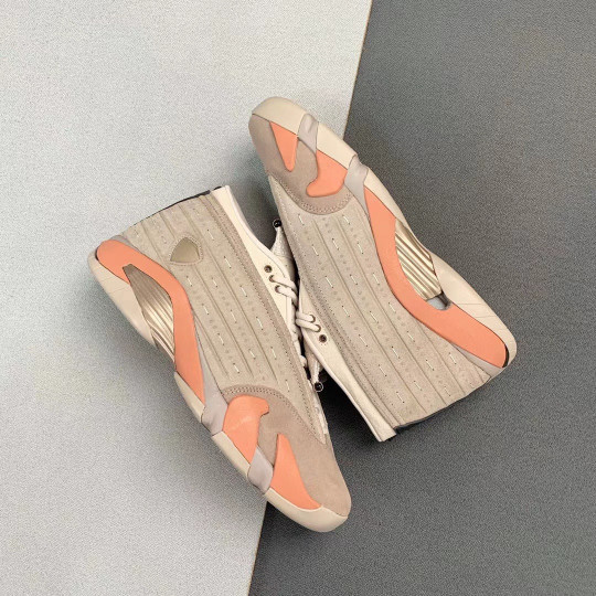 Clot x air jordan 14 low sepia stone/terra blush-desert sand