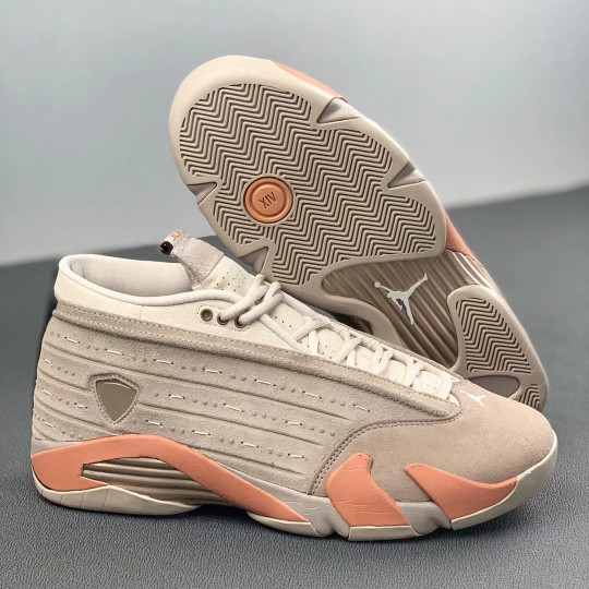 Clot x air jordan 14 low sepia stone/terra blush-desert sand
