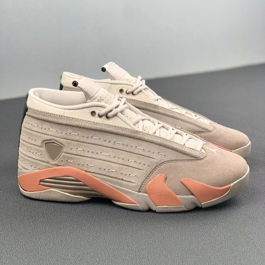 Clot x air jordan 14 low sepia stone/terra blush-desert sand