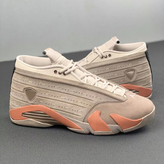 Clot x air jordan 14 low sepia stone/terra blush-desert sand