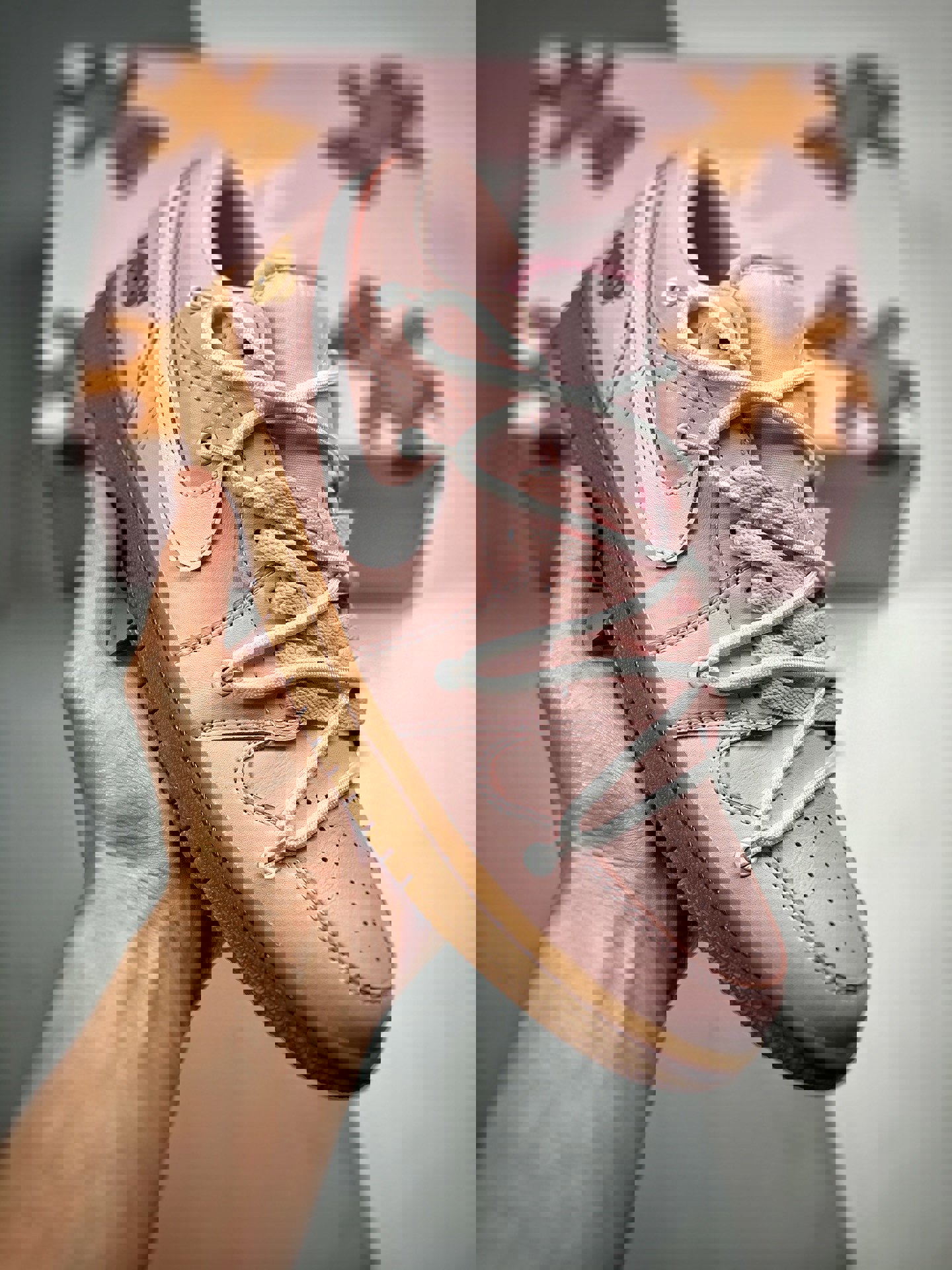 Custom air jordan 1 low arctic pink/white-gum light brown