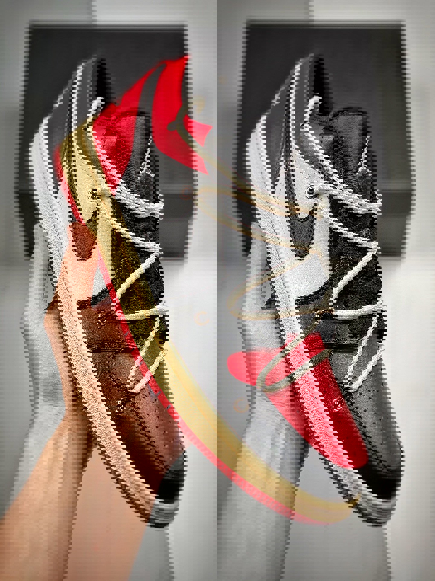 Custom air jordan 1 low black red white