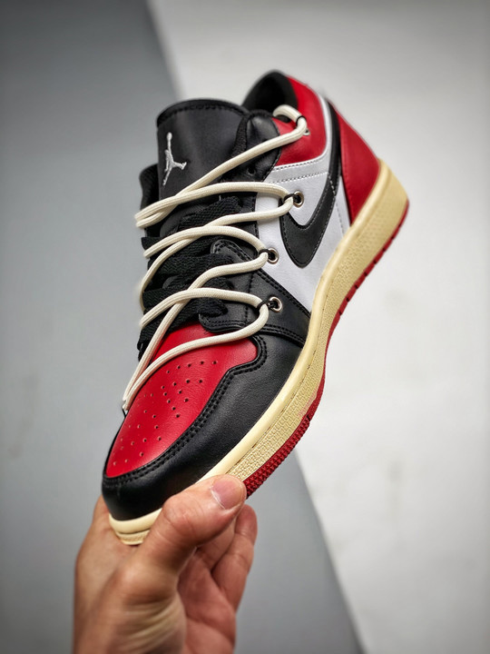 Custom air jordan 1 low black red white