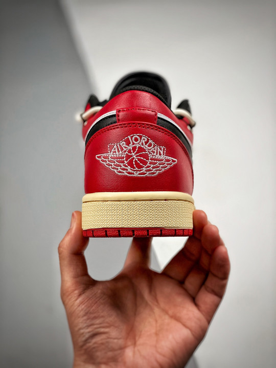 Custom air jordan 1 low black red white