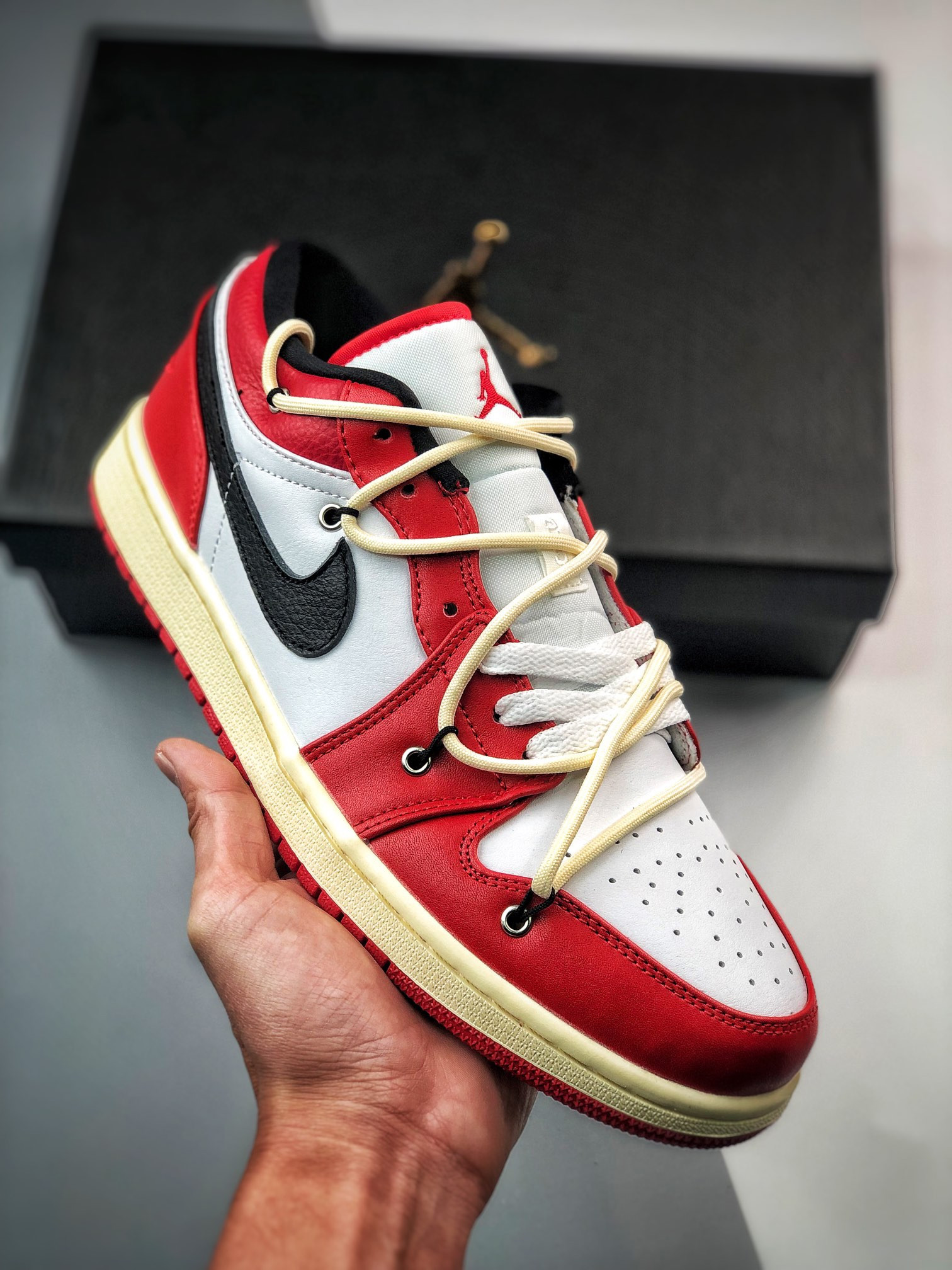 Custom air jordan 1 low chicago red white