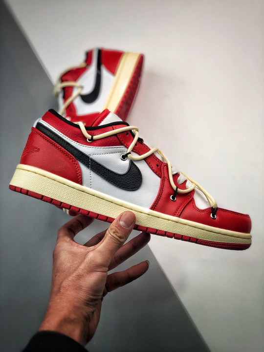 Custom air jordan 1 low chicago red white