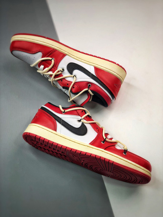 Custom air jordan 1 low chicago red white