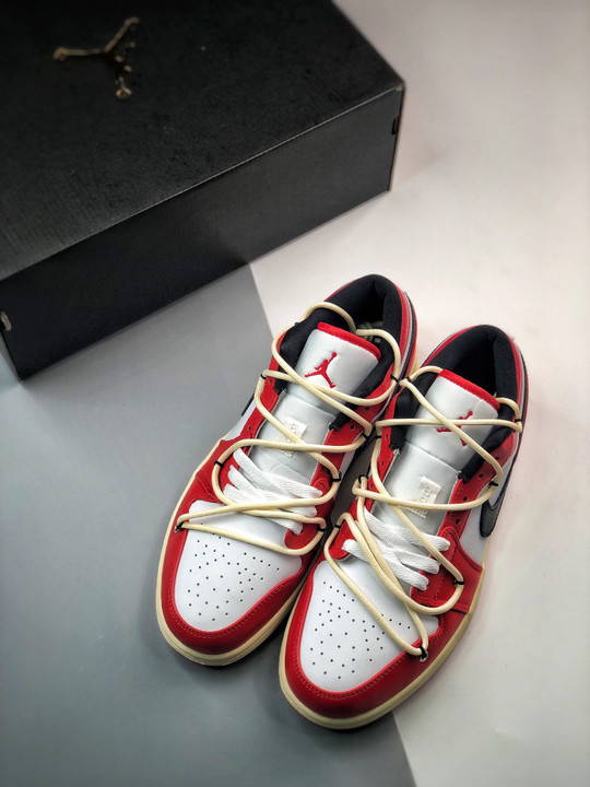 Custom air jordan 1 low chicago red white