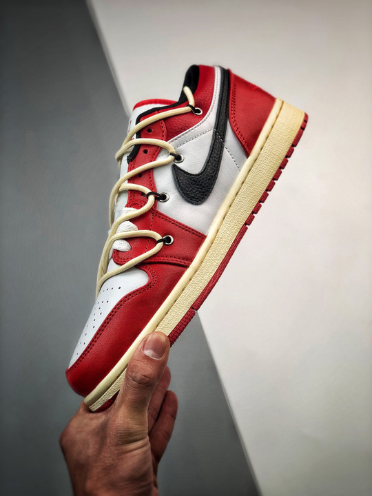 Custom air jordan 1 low chicago red white