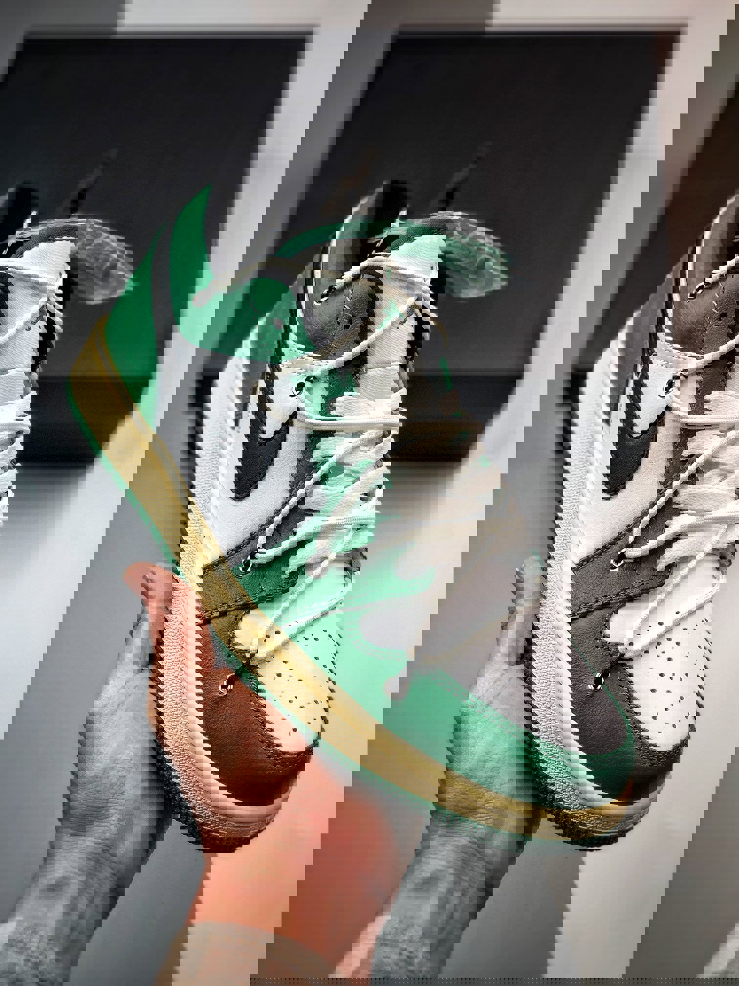 Custom air jordan 1 low pine green white