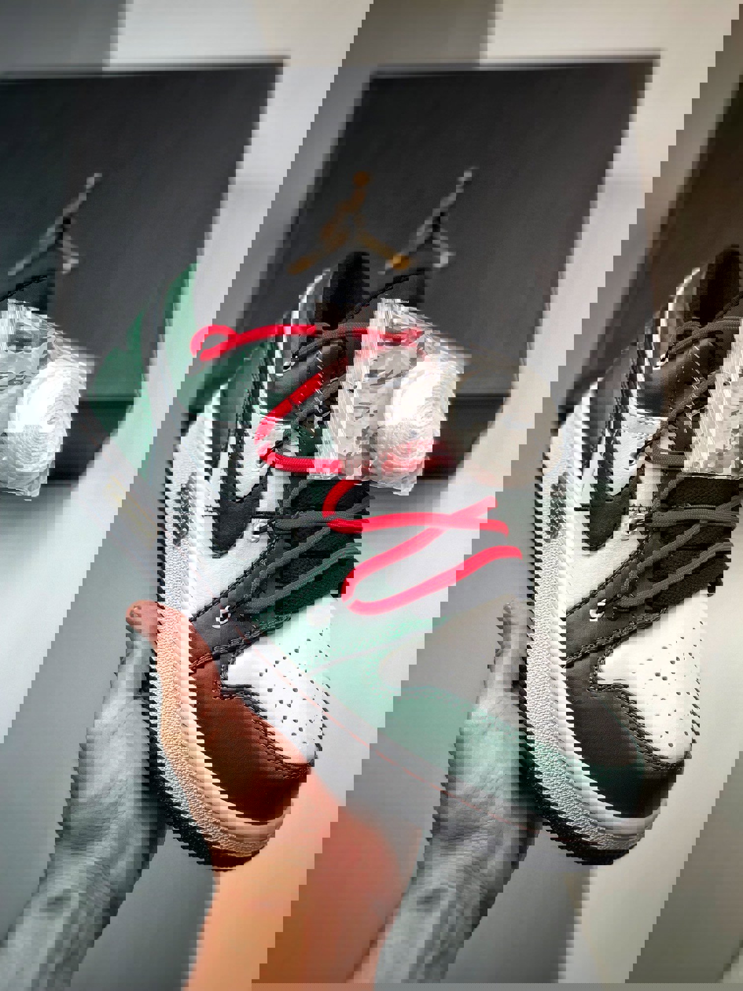 Custom air jordan 1 low pine green white black