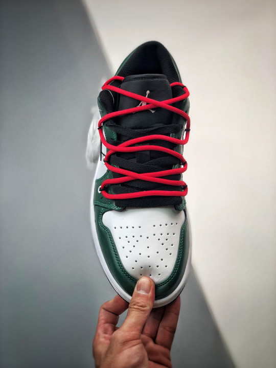 Custom air jordan 1 low pine green white black