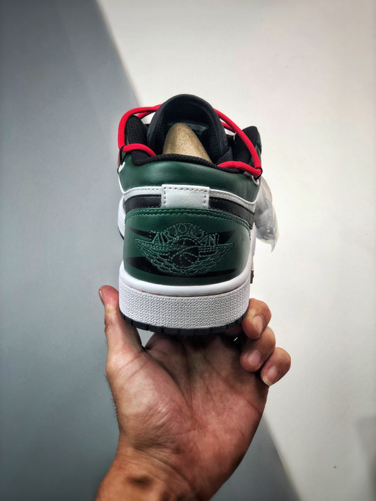 Custom air jordan 1 low pine green white black