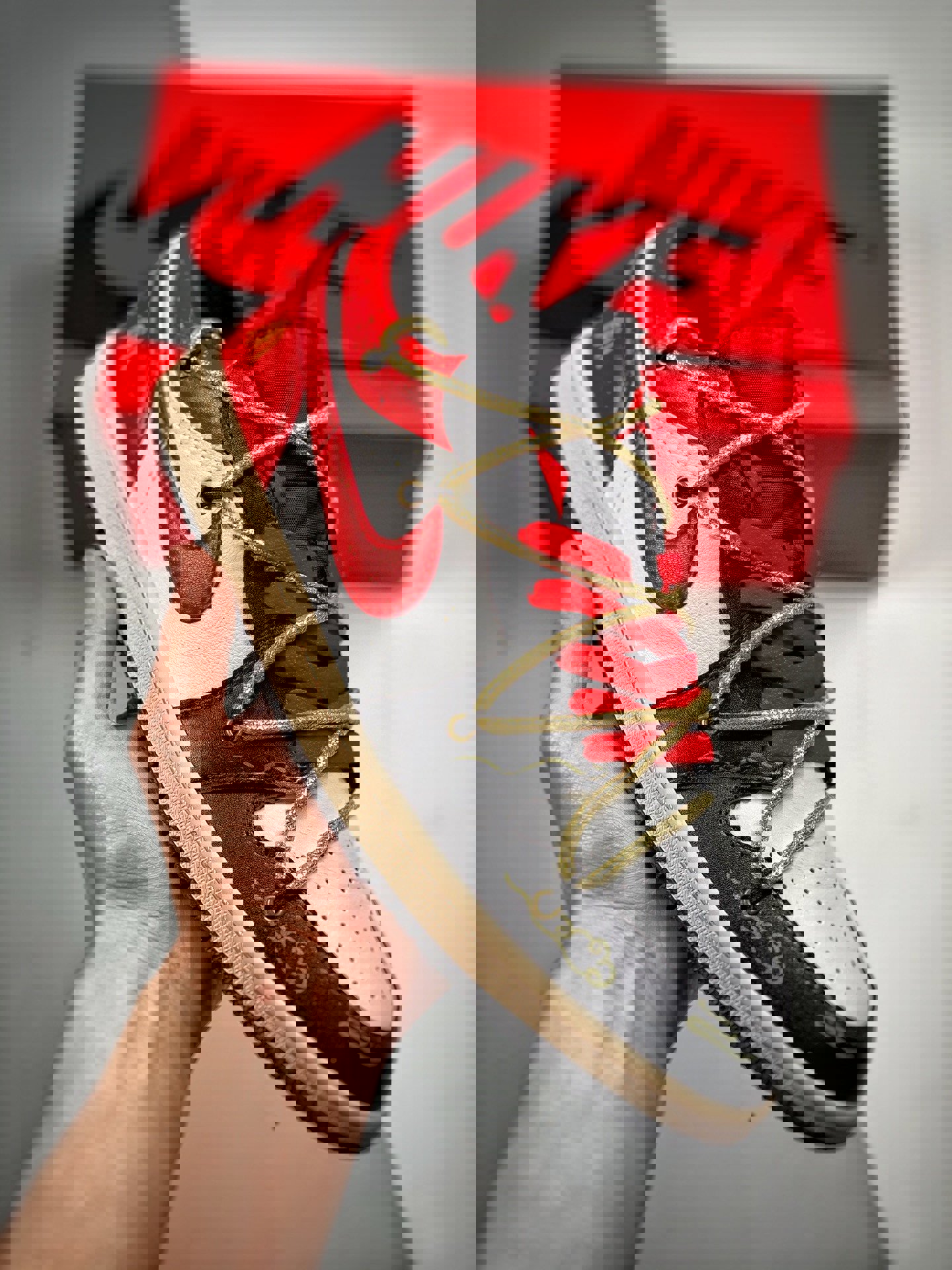 Custom air jordan 1 low white black red