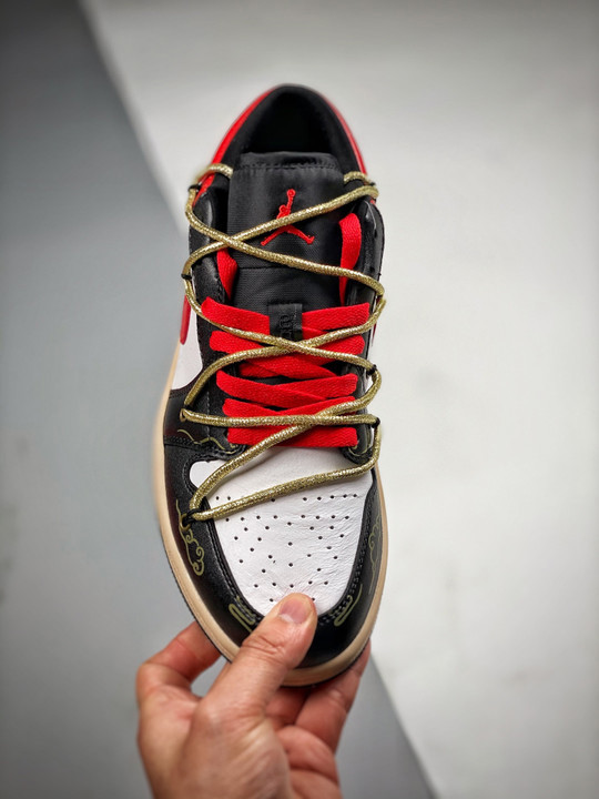 Custom air jordan 1 low white black red