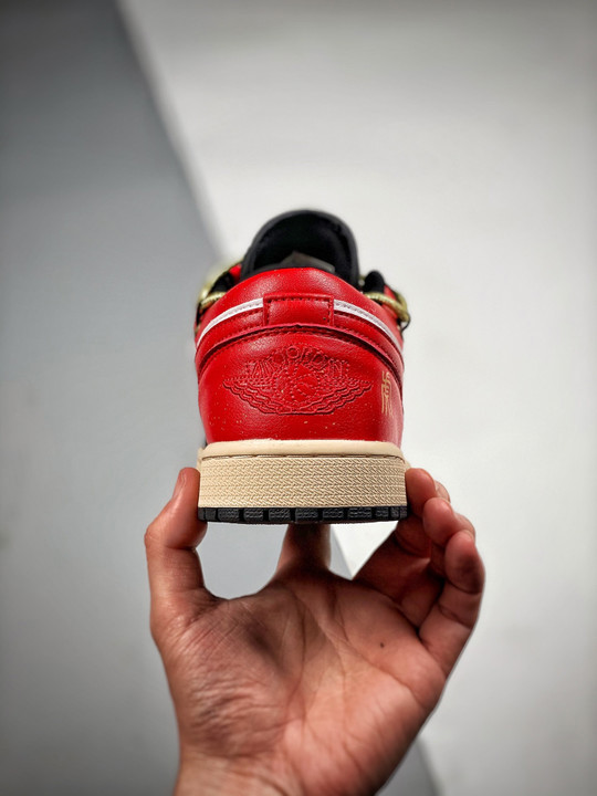 Custom air jordan 1 low white black red