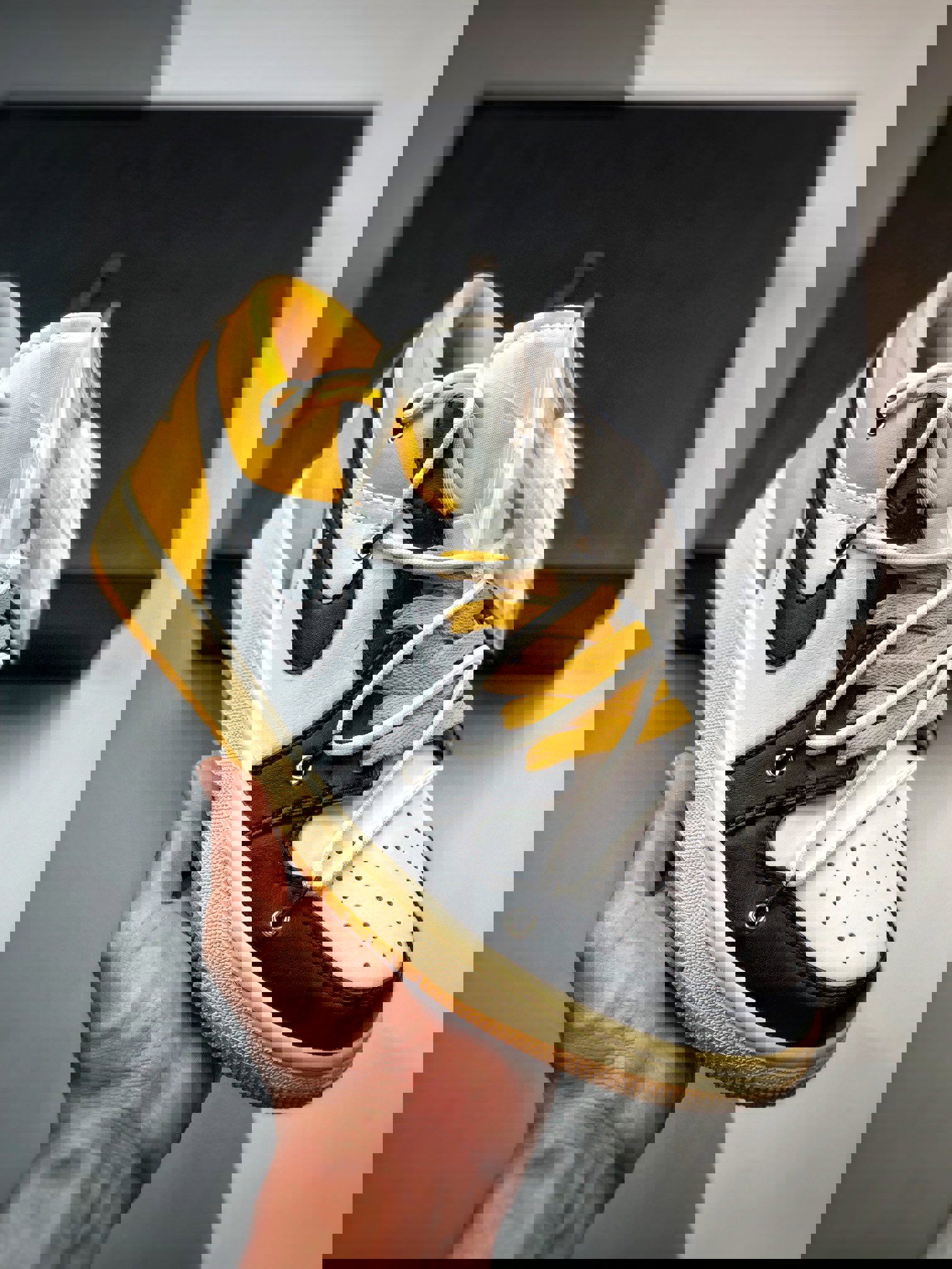 Custom air jordan 1 low white black yellow