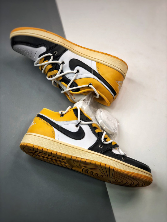 Custom air jordan 1 low white black yellow
