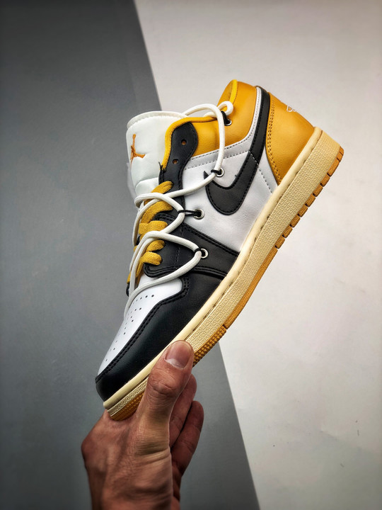Custom air jordan 1 low white black yellow