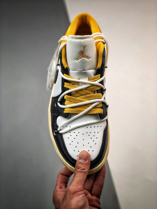 Custom air jordan 1 low white black yellow