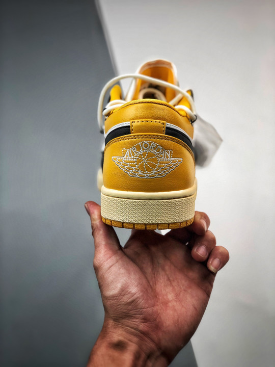 Custom air jordan 1 low white black yellow