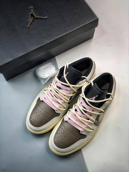 Custom air jordan 1 low white brown