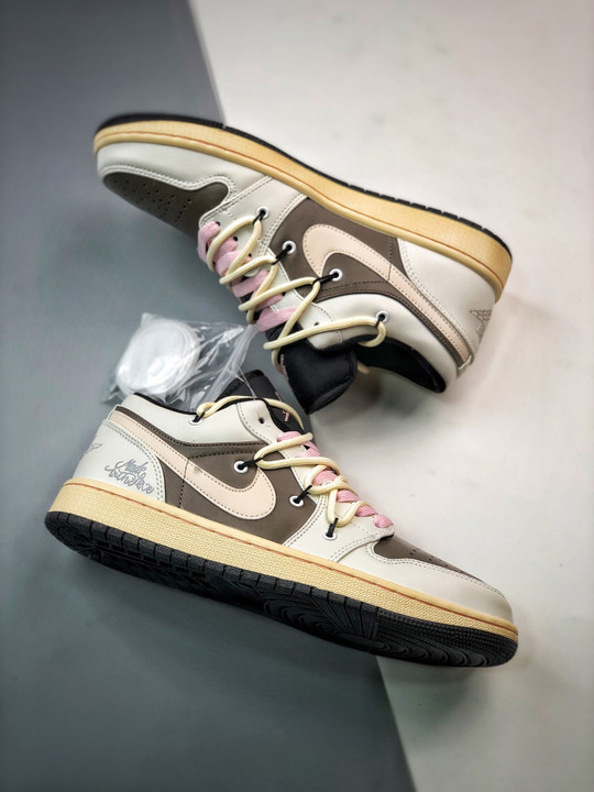 Custom air jordan 1 low white brown