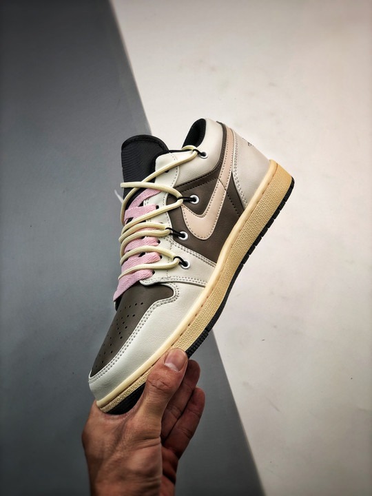 Custom air jordan 1 low white brown