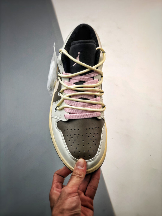 Custom air jordan 1 low white brown