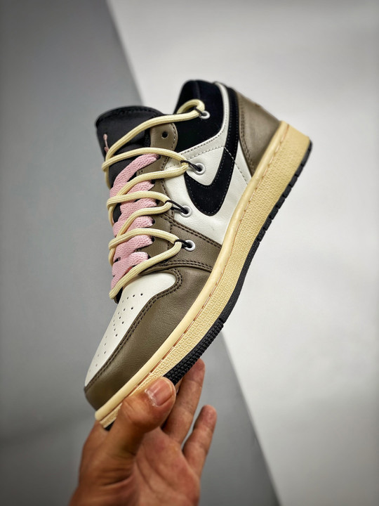Custom air jordan 1 low white brown black