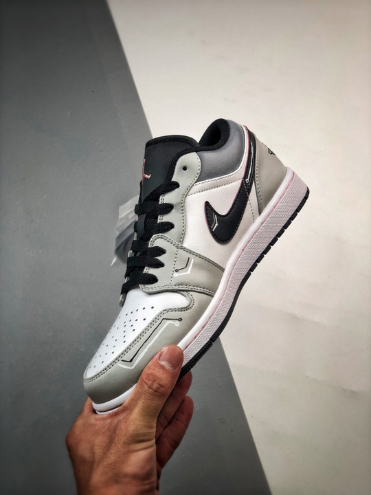 Custom air jordan 1 low white grey black
