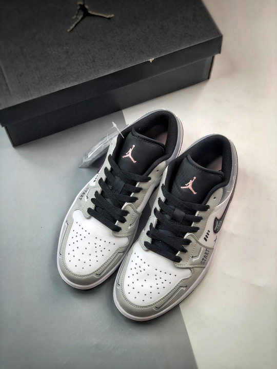 Custom air jordan 1 low white grey black