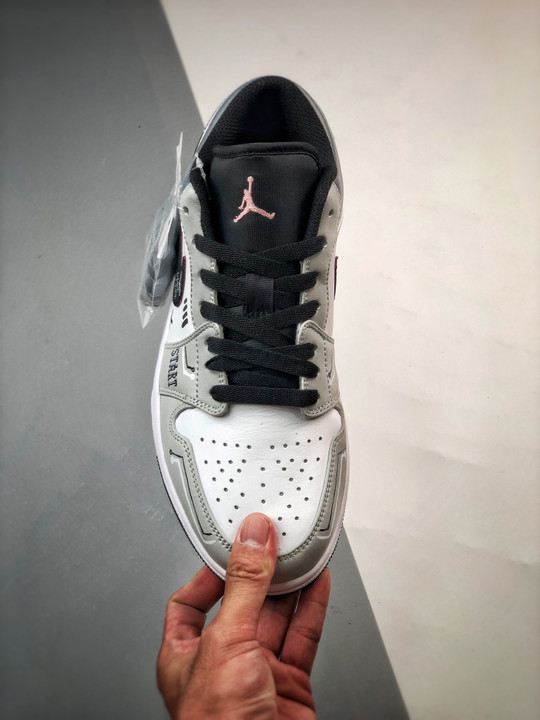 Custom air jordan 1 low white grey black