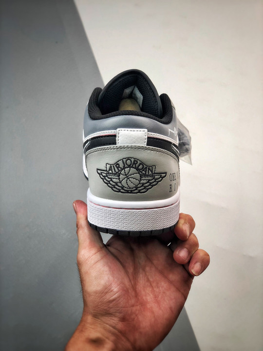 Custom air jordan 1 low white grey black