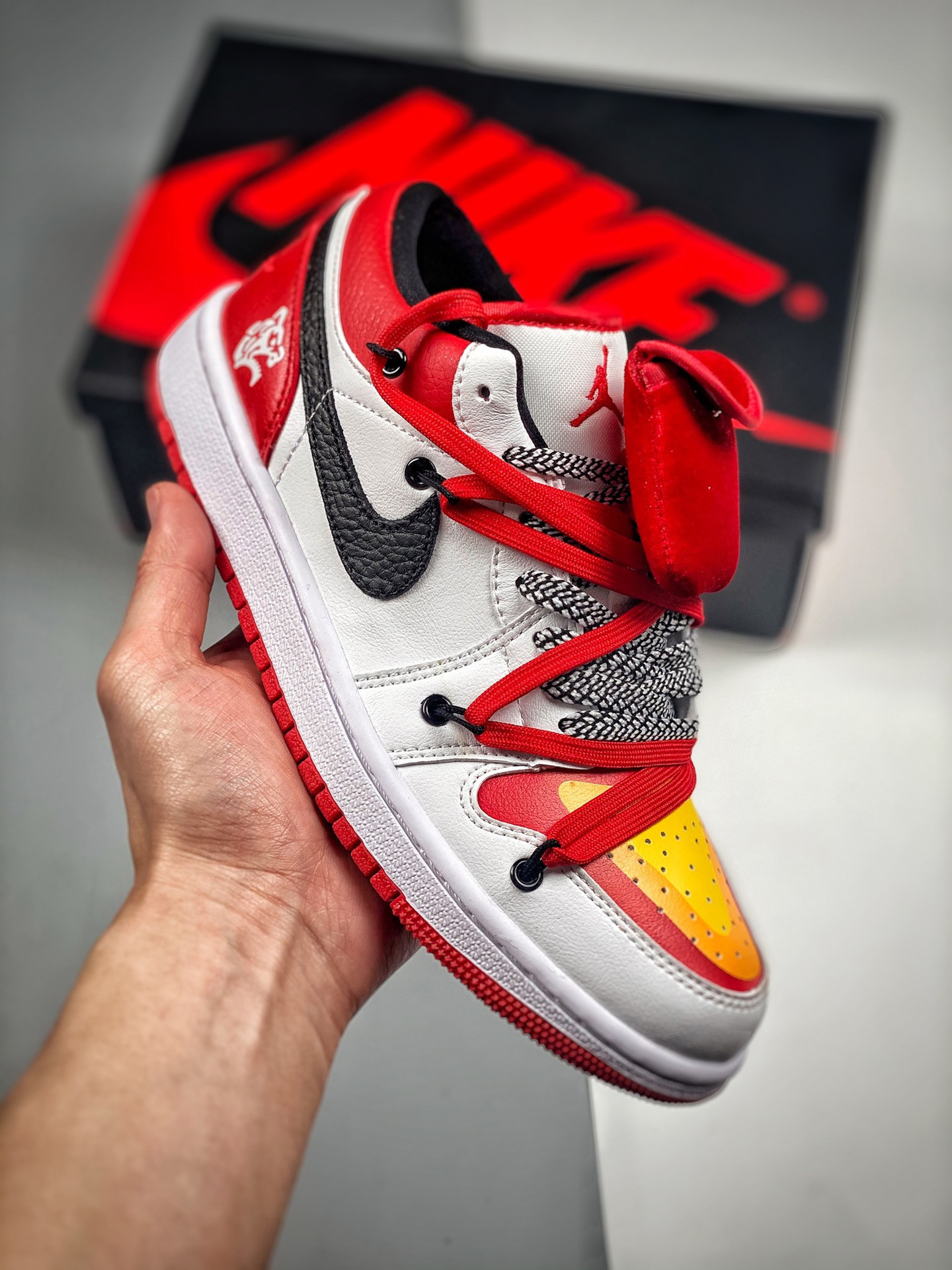 Custom air jordan 1 low white gym red