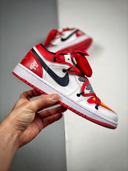 Custom air jordan 1 low white gym red