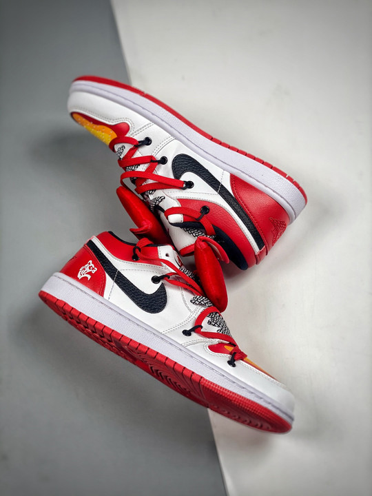 Custom air jordan 1 low white gym red