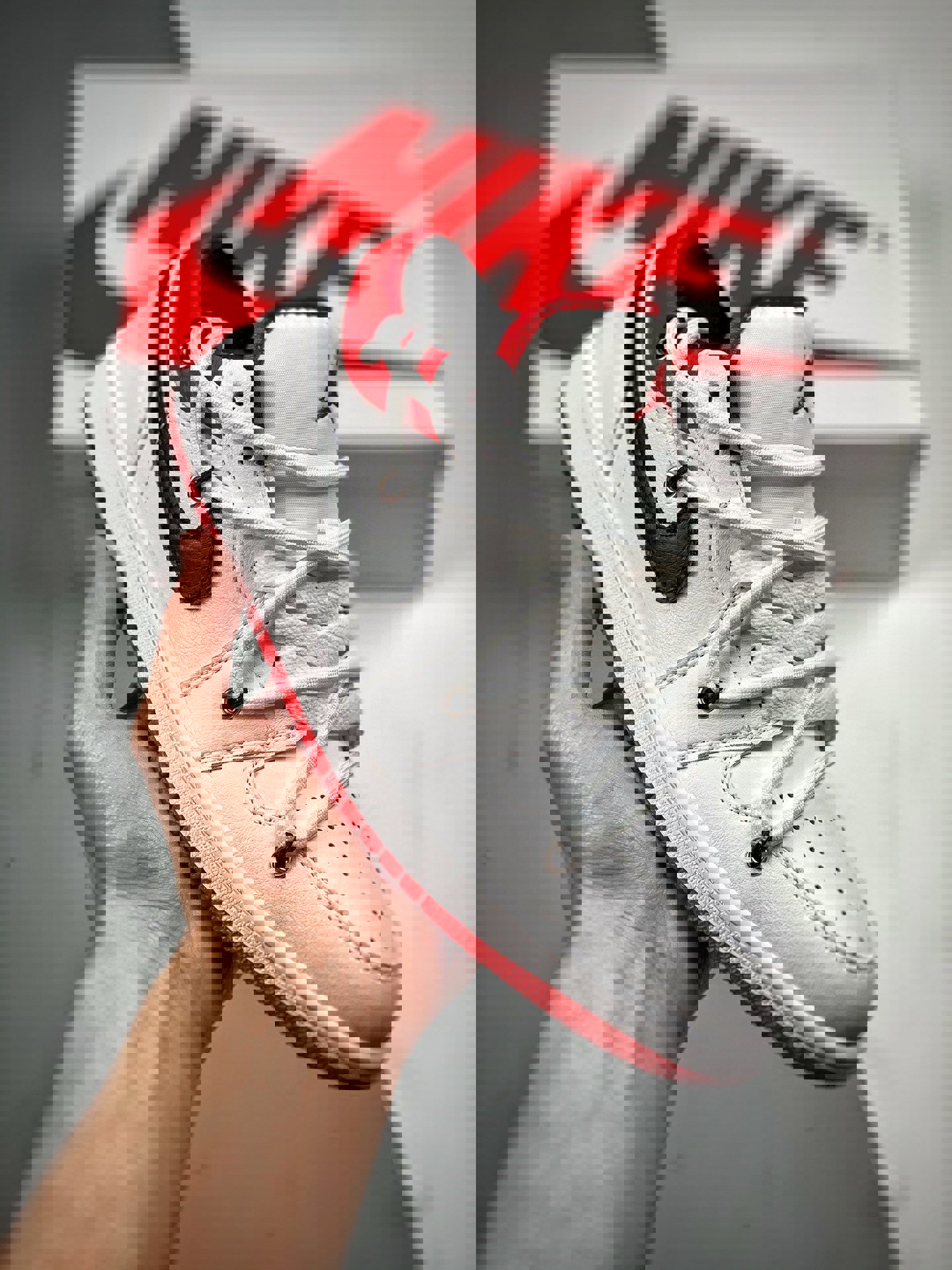 Custom air jordan 1 low white university red black