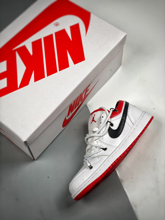 Custom air jordan 1 low white university red black
