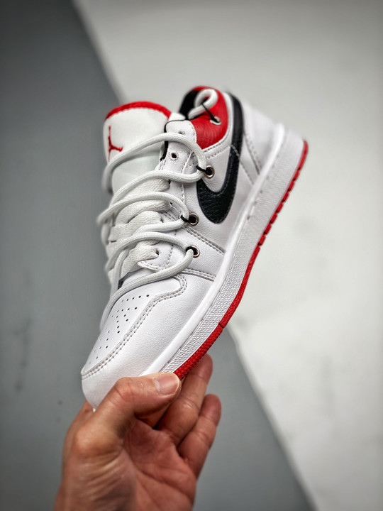 Custom air jordan 1 low white university red black