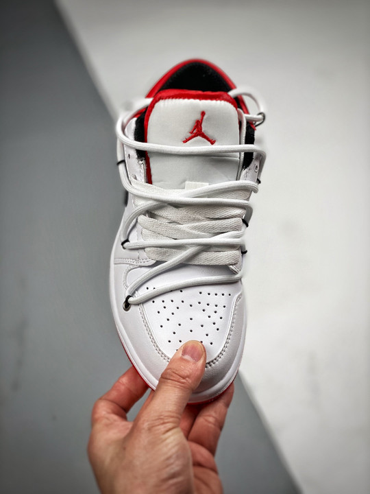 Custom air jordan 1 low white university red black