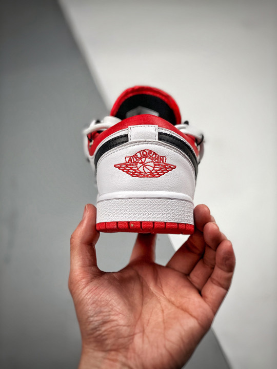 Custom air jordan 1 low white university red black