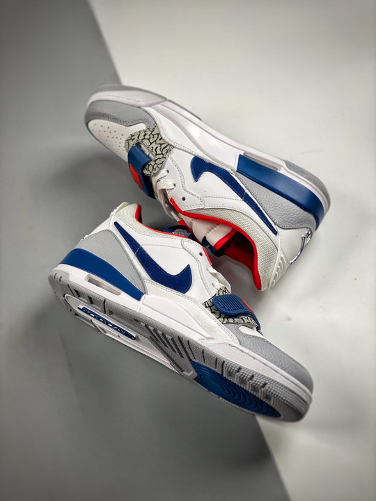 Jordan legacy 312 low white/french blue-wolf grey-university red
