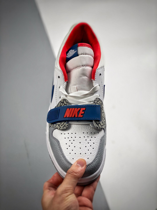 Jordan legacy 312 low white/french blue-wolf grey-university red