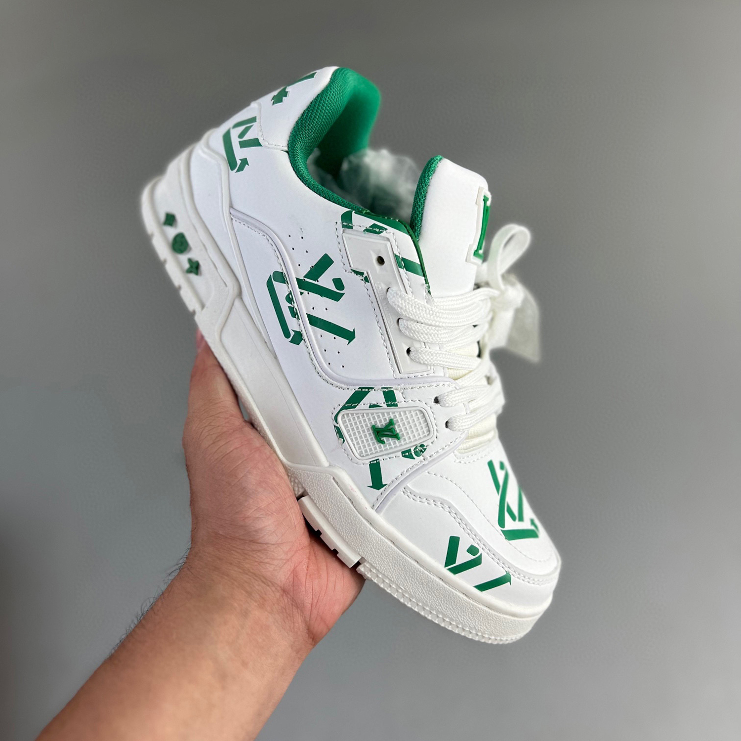Louis vuitton lv trainer sneaker #54 green white