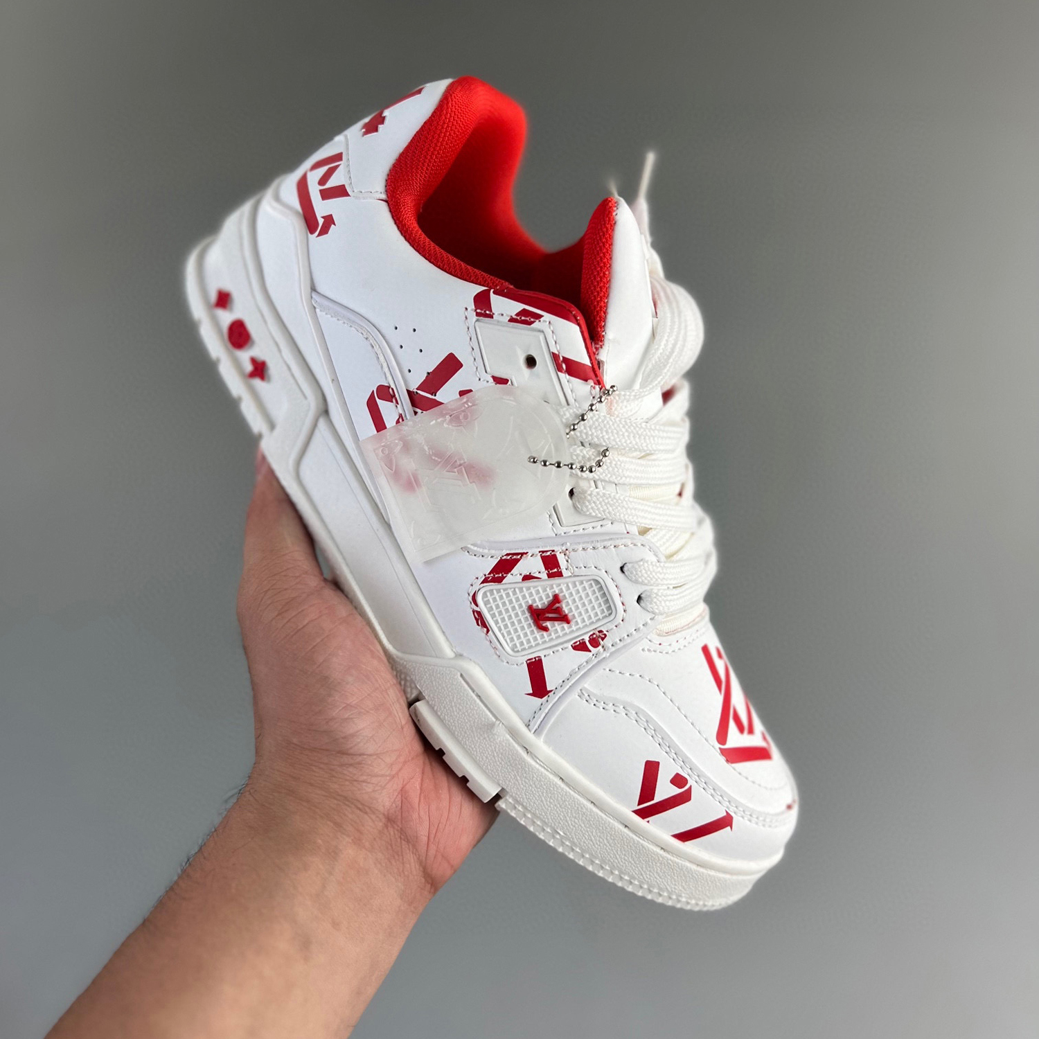 Louis vuitton lv trainer sneaker #54 red white