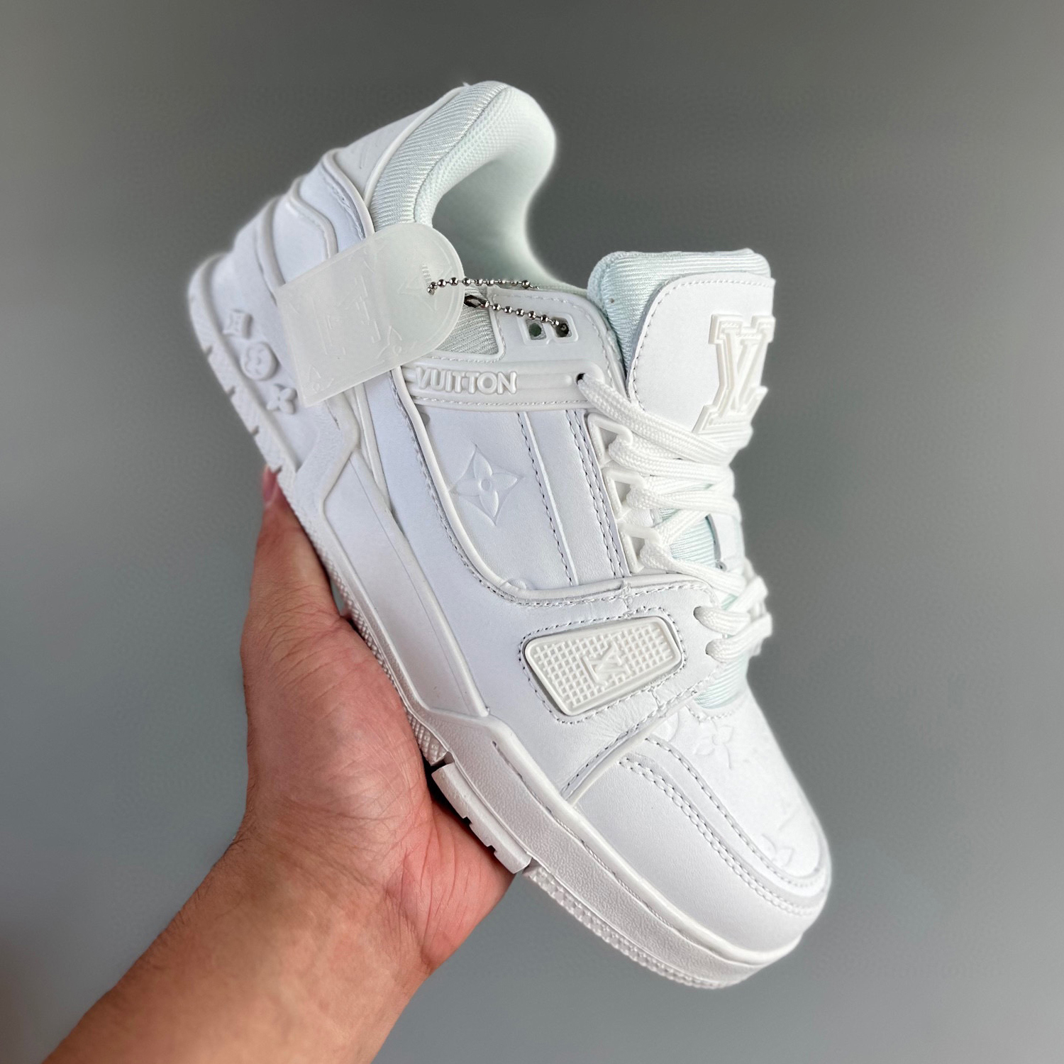 lv trainer sneaker white