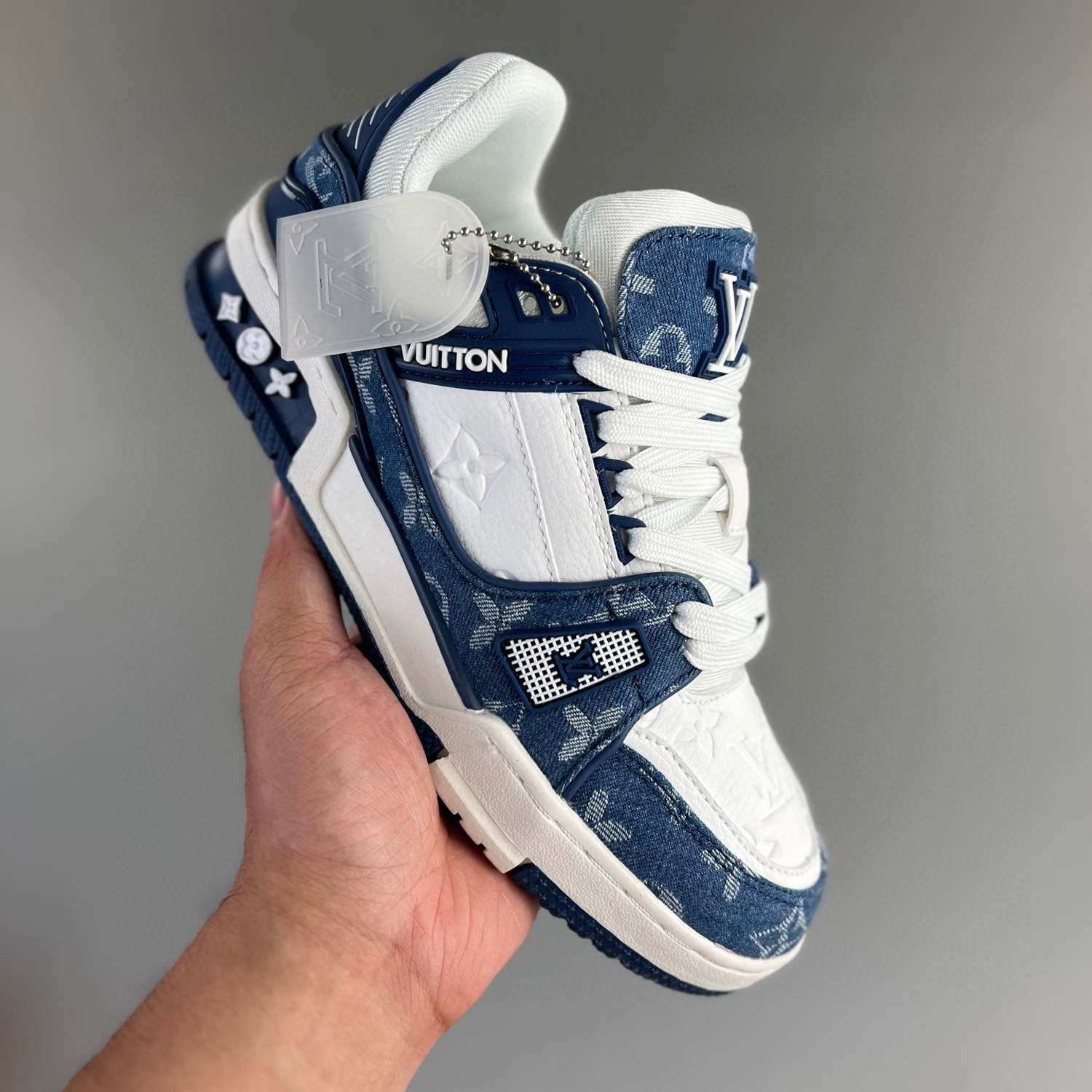 Louis vuitton lv trainer sneaker blue demin